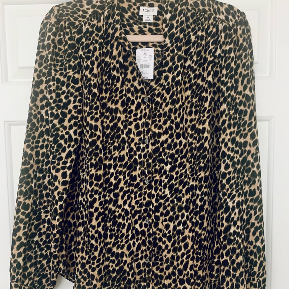 Jcrew Leopard Print Blouse with Tie